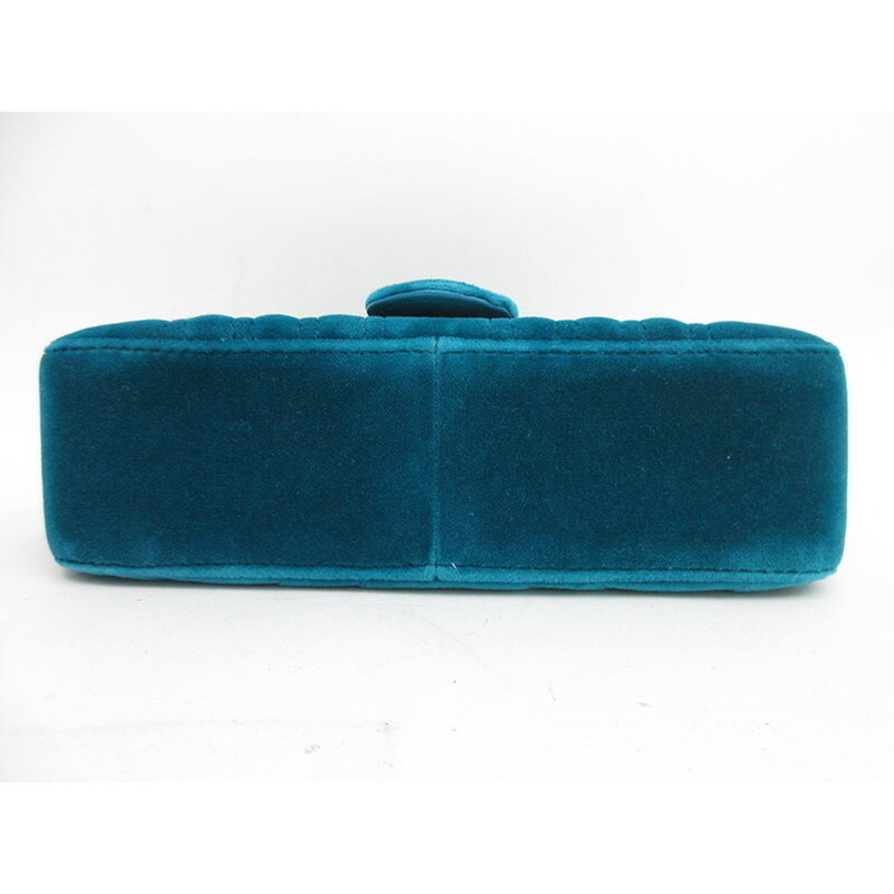 Gucci Chain Shoulder Marmont GG Velvet Bag Blue - Picture 4 of 10